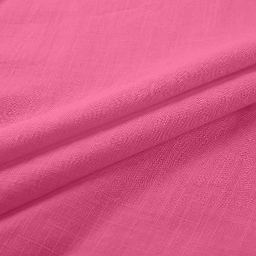 Women'sенски летен постелнина Топ маица со лесна екипаж 3/4 ракави, врвови на врвови, обични лабави вклопувани кошули за блуза