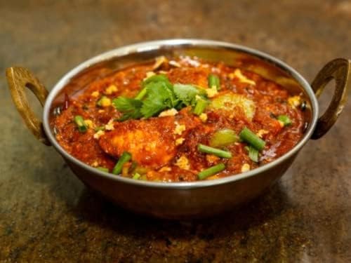 Сет на Кастел Ројал од 4, индиски бакар сервис софтвер за зеленчук, сад за вечера со рачка за индиска храна.