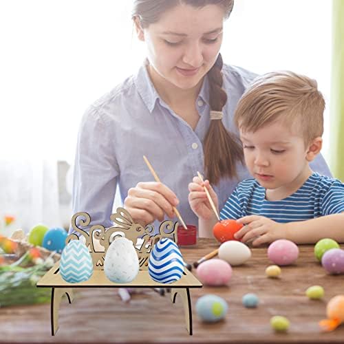 Дрвена велигденска DIY јајце решетката за зајаци за зајаци за зајаци, рак решетката за куќи за украси за украси, патерици