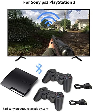 Gxcdizx ЗА PS3 Контролер Безжичен Bluetooth Gamepad Далечински Џојстик Со Двојни Вибрации За Playstation 3 со Кабел за Полнење 2 парчиња