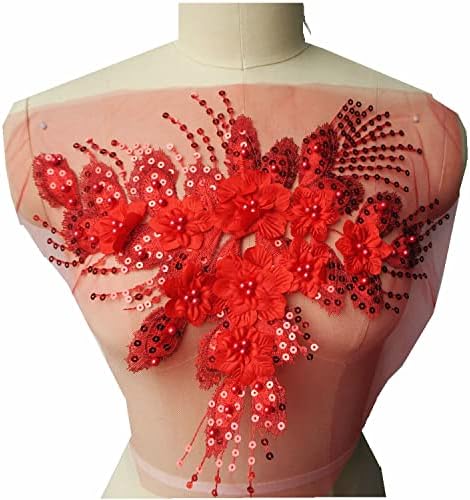 Sequin tassel 3D цветни мониста чипка закрпи ткаенини извезени апликации јака шива лепенка за свадбено танцување декорација фустан DIY