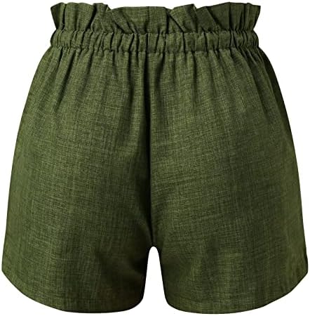 Еластична половината еластична летна кратка панталони Панталони Бермуди шорцеви за жени обични цврсти половини од памук од памук од памук