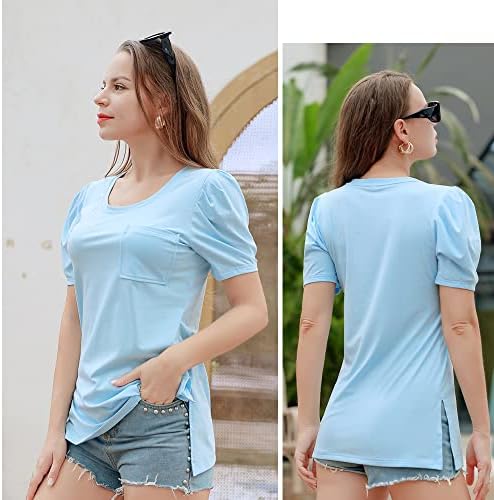 Обична маица со тркалезен врат за жени, дами со краток ракав Основна маичка, меки врвови за кошула од памук