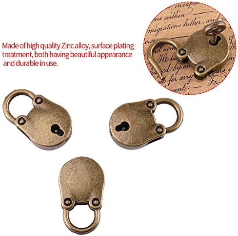 3PCS мини бронзен антички катанец мал метален катанец Archaize заклучување мини мечка Archaize Padlocks Key Lock со клуч