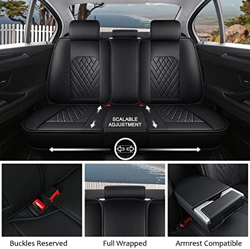 Freesoo Car Seat Cover кожа, луксузно седиште за капаци предниот дел од целосен сет универзално вклопување за 5 седишта SUV Sedan Pick Up