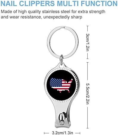 Америка Знаме Мапа Метален Клипер За Нокти Персонализиран Секач За Нокти Ултра Остар Цврст Клип За Нокти Со Клучеви