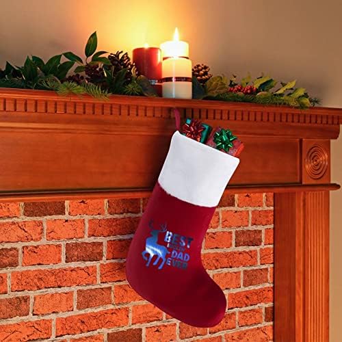 Најдобриот тато на Бакин некогаш елен Божиќни чорапи со порибување со кадифен камин што виси за декор за домашно дрво дома