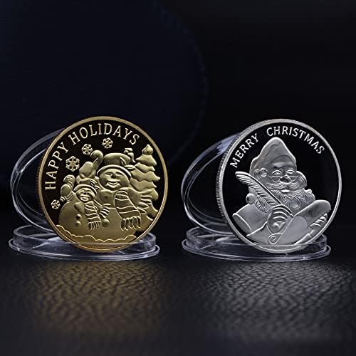 Јоферсупер 8 парчиња Божиќни Комеморативни Монети Дедо Мраз Елен Медал Божиќна Уметност Сувенир Златни Сребрени Легури Монети За Среќен