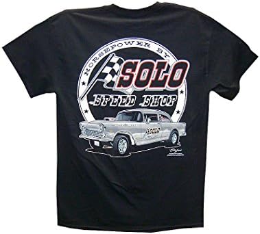 Solo Speed ​​Shop 1955 Chevy T -Shirt: црна - гроздобер гасерско влечење