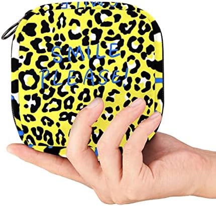 Жолта леопард печати санитарна торба за складирање на салфетка, преносен период, торбички торбички за период за менструална чаша