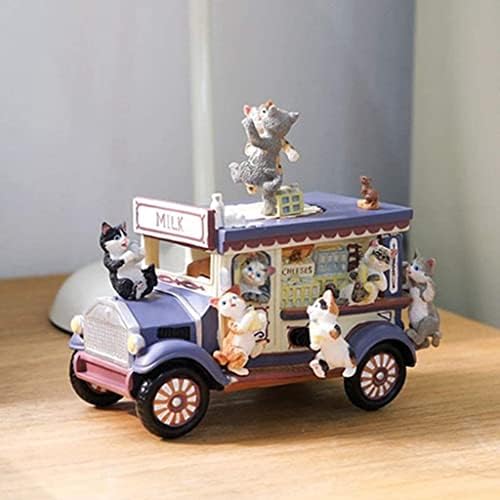 Музички подароци на Луваду, мачки автомобил музичка кутија ротирачка механичка смола за ветровито, музички кутија романтичен роденденски