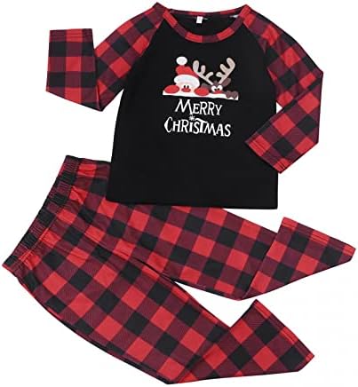 Семејни пижами за спиење за спиење Божиќни облеки, божиќни семејни пижами што одговараат на семејни пижами карирани пижами мат