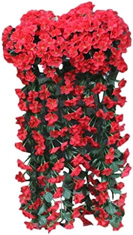 Пинклови висат цвеќиња вештачки виолетови цвеќиња од бршлен, балконски огради градинарска декорација вештачки цветни wallидни