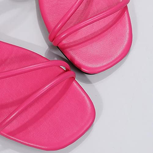 Womenените сандали рамни отворени пети сандали модни слајдови со меки влечки за лето