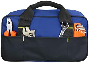 14-инчен торба со алатки, торба со алатки со широк капацитет со голем капацитет за мажи, преносна чанта со патент, водоотпорна алатка