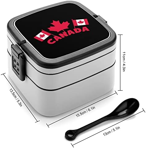 Канада Ден Знамиња Ручек Кутија Преносни Двослоен Бенто Кутија Голем Капацитет Ручек Контејнер За Храна Со Лажица