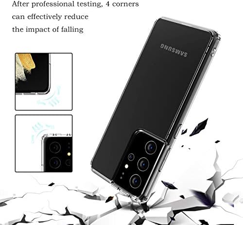 Ресторан Samsung Galaxy S21 Ултра Случај, Тенок Јасен Случај со 4 [Апсорпција На Удари] Агли Хард Компјутер Назад Мек Tpu Браник