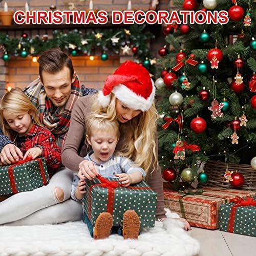 Ymwei202188 24 пакувања Божиќни украси од ѓумбир, поставени за дрво, украси што висат на дрво, украси, маж од ѓумбир со жици фигура Божиќ
