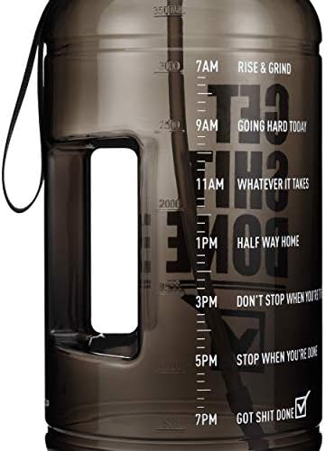 Купот Хидра [направете го тоа] Еден галон за вода со вода со мотивациони временски маркери, шише со голема теретана со 128 унца со слама