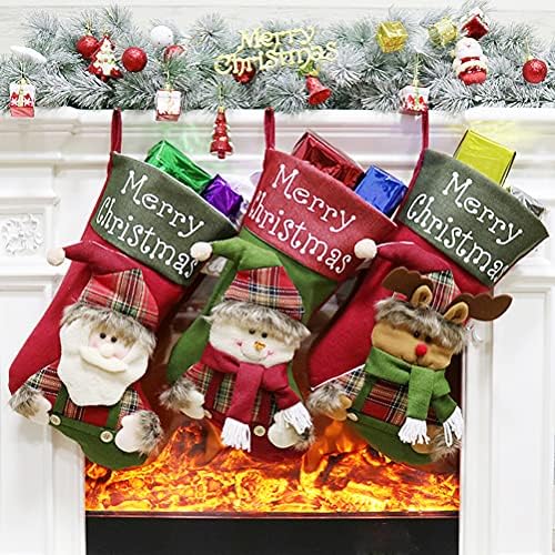 Besportble Божиќно порибување Божиќно дрво со приврзоци со приврзоци камин виси украси за бонбони подароци торба забава фаворизираат Божиќни