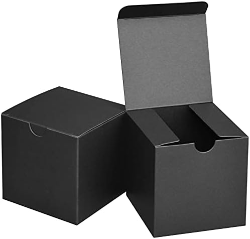 Ферлегенд мали црни кутии за подароци 4x4x4 црни кутии за хартија Крафт за подароци, забави за забави, тушеви, занаети, кутии за бонбони, 100