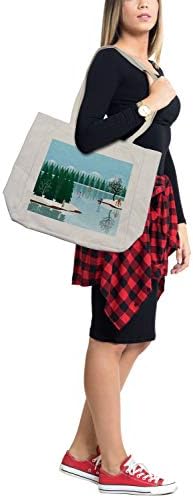 Зимска торба за зимско купување, замрзнато езеро Божиќно празник илустрација за уметничко лизгање урбана активност, еко-пријателска торба