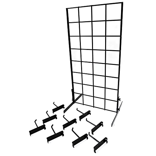 Контра -врвна единица за приказ на Gridwall, 24 x 12 таблета решетка со [10] 4 d куки за решетки, црна, 1 единица