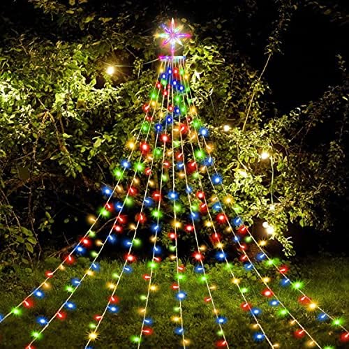 Божиќни светла Фунијао, Божиќни светла за украсување со големо дрво, 320 LED водопади на отворено жици за Божиќ, празник, свадба,