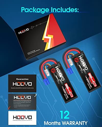 Hoovo 2S LIPO батерија 7.4V 8000mAh 120C RC Car Battery Hard Case EC5 Plug Complatible за 1/8 1/10 скала RC возила, автомобили, камиони,