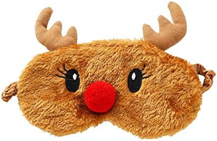 Yyc 1pcs Божиќна елен маска за очи за очи за спиење на окото Симпатична животинска прикривка за очи за очи кадифен лепенка за очи