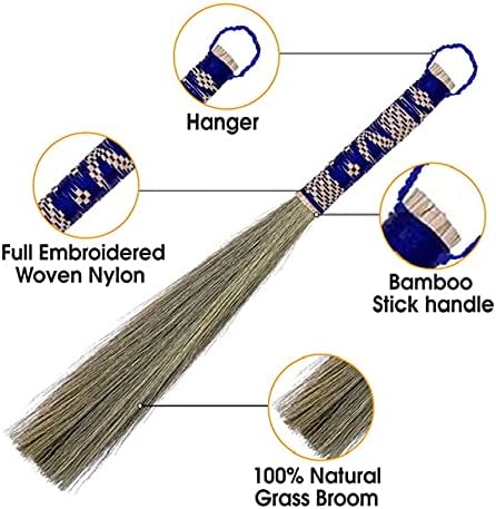 Sn Skennova - 12 инчи високи од размахване четка за четка од трева трева wisk метла бамбус трева рачно изработена ткаена најлонска рачка на конецот