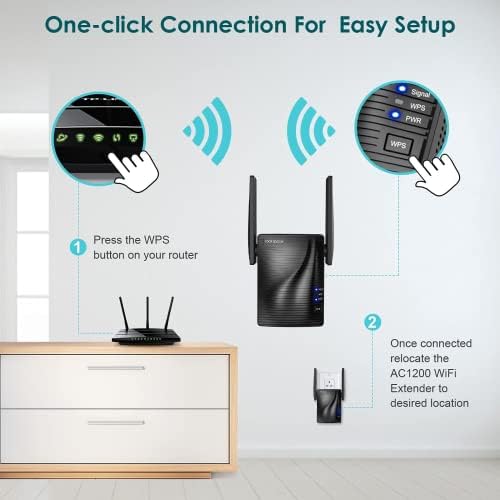 Wifi Екстендер, Ac1200 Wifi Повторувач Покриеност До 120m2 За Приклучок, 5G&засилувач;2.4 G Wifi Засилувач Пристапна Точка, WPS, Компатибилен