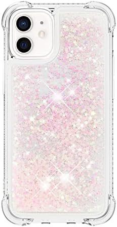 Телефонски куќиште на капакот Сјај Сјај Компатибилен со iPhone 12 Mini Case компатибилен со женски девојки girly sparkle течен