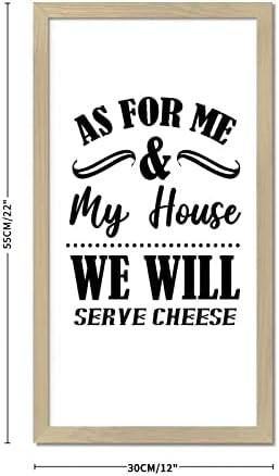 Дрвена wallидна уметност знак Инспиративни цитати Како за мене и мојата куќа ќе служиме цитат за охрабрување со сирење 22x12in беж рамка дрвена