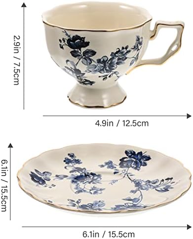 Бестонзон Еспресо К Чаши Гроздобер Керамички Чаши За Чај Со Чинија Кралска Коска Кинеска Чаша Цветен Принт Чаши За Кафе Антички