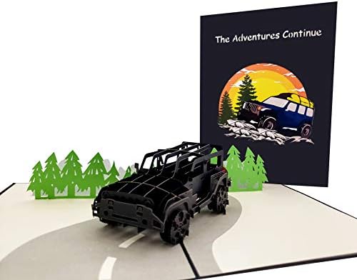 Авантурата на Игифтс и картички чека Jeep 3D Pop Up Felest Card - Среќен роденден, честитки, подарок за денот на татковците, пензионирање,