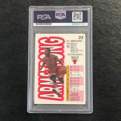1993-94 Флеер кошарка #25 Б.Ј. Армстронг потпишана картичка автоматска ПСА плочи со бикови - Кошаркарски картички за дебитант