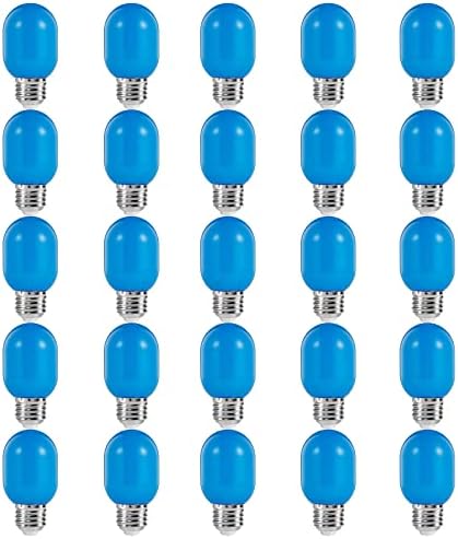 Lxcom Осветлување 1W G45 LED Сина Сијалица Божиќ Замена Светилки Пластични Декоративни Обоени Ноќ Сијалица E26/E27 Средна Основа За Двор