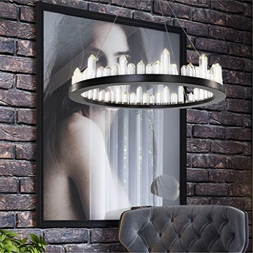ZLXDP тркалезна LED LED приврзоци за приврзоци за светкави светкави кристали лесна дневна соба мат црна метална суспендирана ламба за