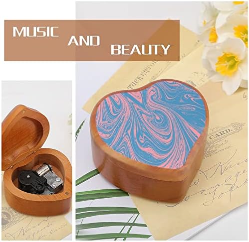 Јапонски мермерки дрвени музички кутии со форма на срцева форма на музички кутии гроздобер дрвена кутија за подарок