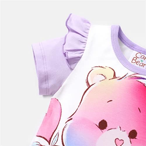 Патпат грижа мечки 2 парчиња облека за бебе девојче мечка печати за кратки ракави ромпер и виножито омбре здолниште