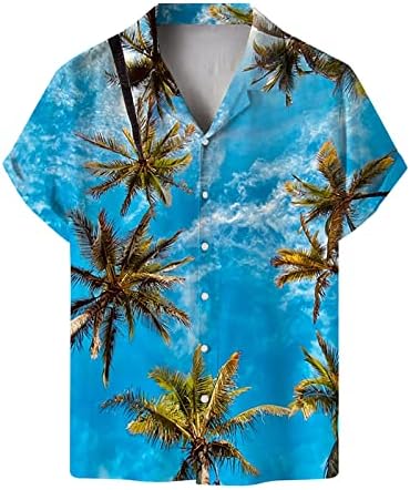2023 година Нова машка лабава лабава цветна печатена плажа Хавајски краток ракав копче надолу со кошула за фустан Брзо суво вежбање
