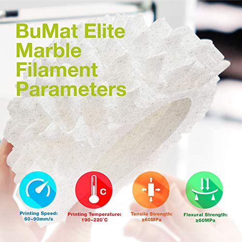Bumat Marble 3D печатач за печатач, 1,75мм, 1 кг, гарантирана свежа, димензионална точност +/- 0,02мм, без заплет, одговара на повеќето