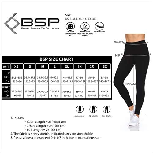 BSP Подобри спортски перформанси 7/8 тренинзи за тренингот за жени со гума шема, панталони за јога за компресија
