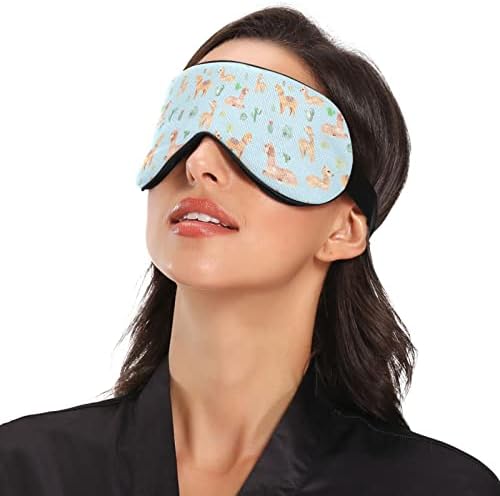 Unisex Sleep Eye Mask Kawai-WaterColor-Alpaca Night Sleep