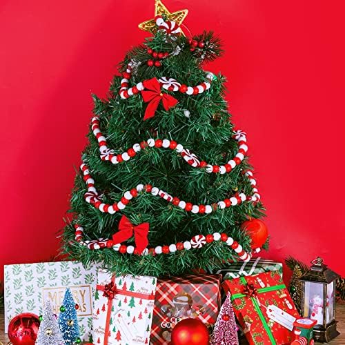 обмванг 10 Стапки Божиќна Дрвена Мушка Венец Божиќна Бонбона Венец Црвена И Бела Пеперминт Бонбони Венец За Божиќни Забави Празничен Декор