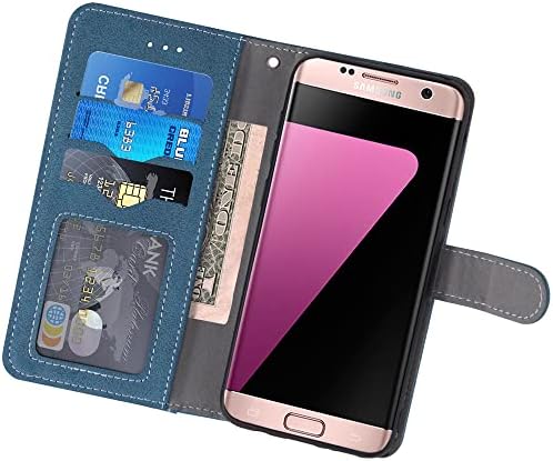 Asuwish Компатибилен Со Samsung Galaxy S7 Паричник Случај И Калено Стакло Заштитник На Екранот Флип Кредитна Картичка Држач Држач