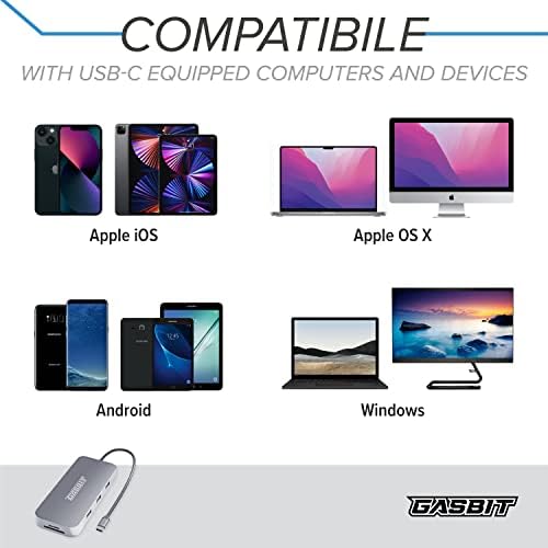 USB C Центар 10 во 1 За MacBook Pro/Air-DELL XPS-Lenovo - HP-4K HDMI; Ethernet RJ 45; VGA; Microsd/SD Читач На Картички; 2 x USB 2.0; 1 x USB