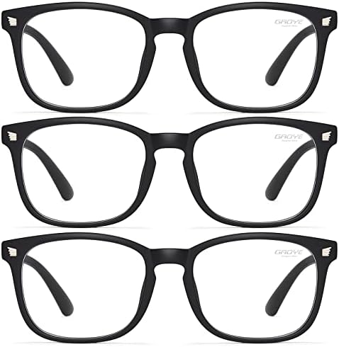 3-Пакет Сина Светлина Блокирање Очила За Жени Мажи, Мода Плоштад Лажни Глупак Очила Рамка Анти УВ Зраци Компјутерски Игри Очила