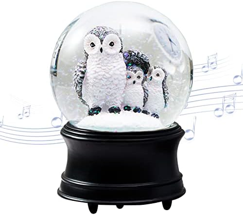 Artpaul Owls Музички снежен глобус семејство тематски воден свет ветер музички кутија за одмор украси